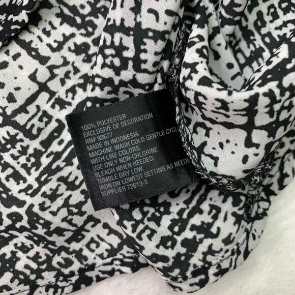 Worhtington Womens 3X Blouse Semi Sheer Black White Flowy Tunic Short Sleeve - Picture 5 of 7